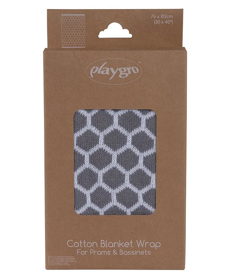 Playgro Cotton Blanket Wrap Honeycomb Grey