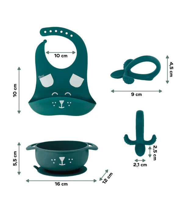 Babymoov First ISY 3pcs Silicone Bowl, Spoon & Bib Baby Weaning Set