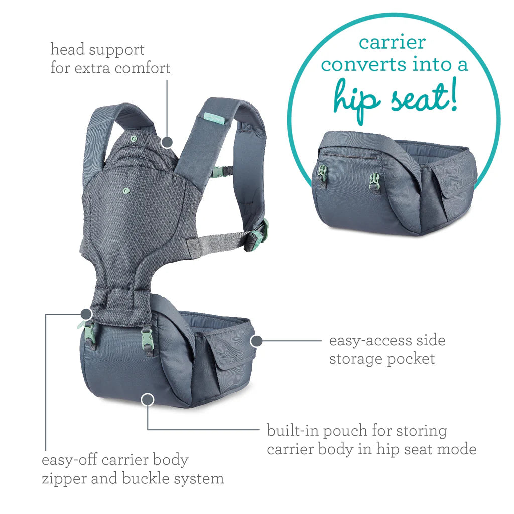 Infantino - Hip Rider Plus 5-in-1 Hip Seat Carrier - Grey