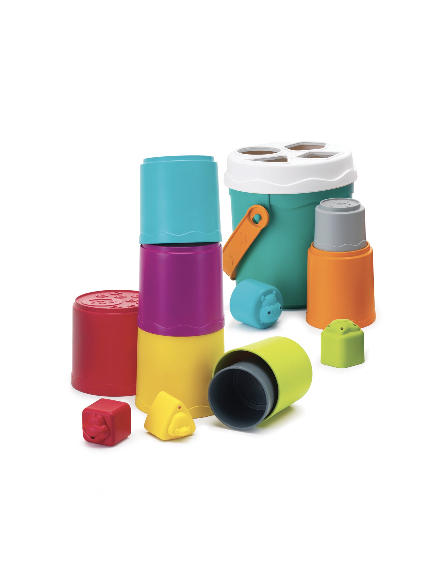 Infantino Shape Sorting Stack N' Nest Buckets (10 Pcs) | 6M+