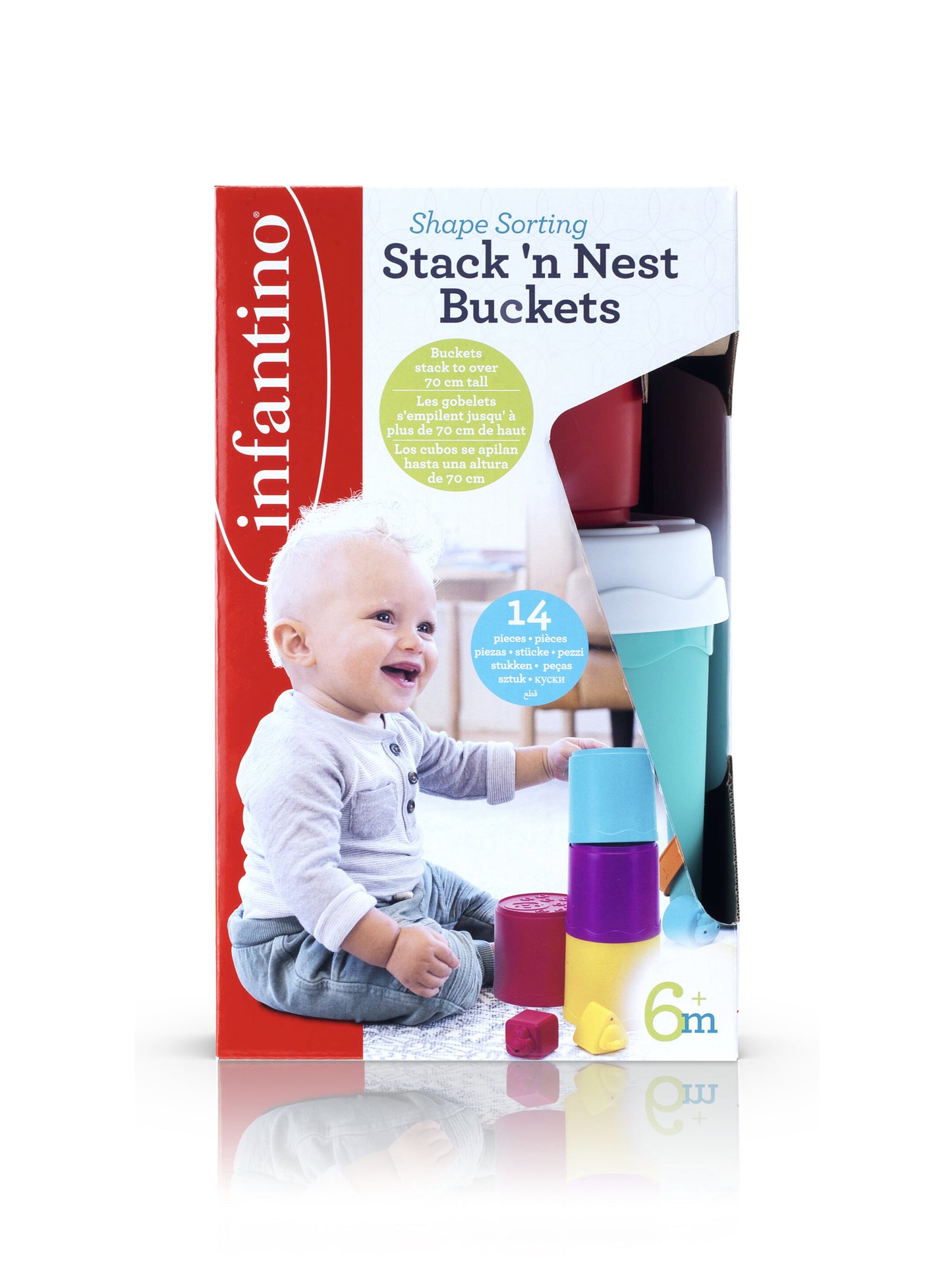 Infantino Shape Sorting Stack N' Nest Buckets (10 Pcs) | 6M+