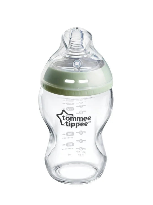 Tommee Tippee Closer to Nature Glass Feeding Bottle, 250ml x 1 -Clear