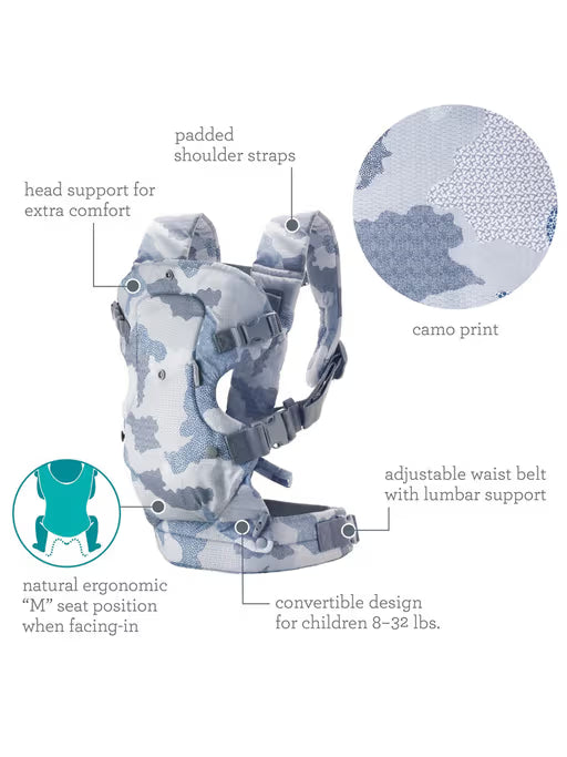 Infantino Flip Advanced 4-In-1 Convertible Carrier - Blue Camo