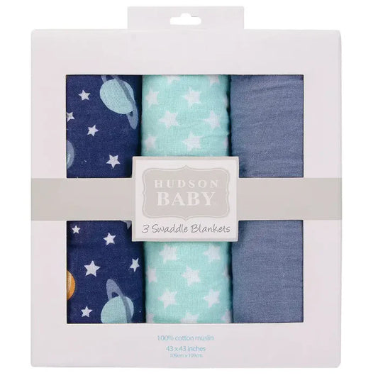 Hudson Baby Muslin Swaddle Blanket Gift Set 3