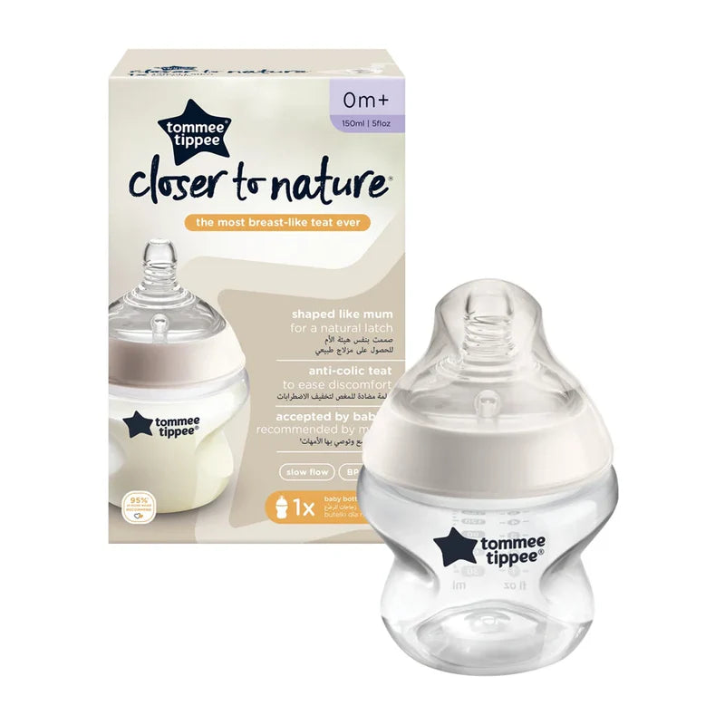 Tommee Tippee Closer to Nature Feeding Bottle, 150ml x 1 - Clear