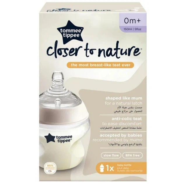 Tommee Tippee Closer to Nature Feeding Bottle, 150ml x 1 - Clear