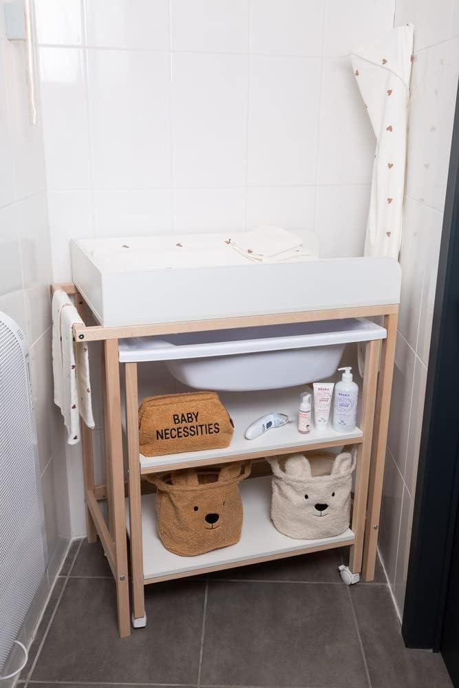 Childhome Changing Table + Bath + Wheels (Box 1 2) White