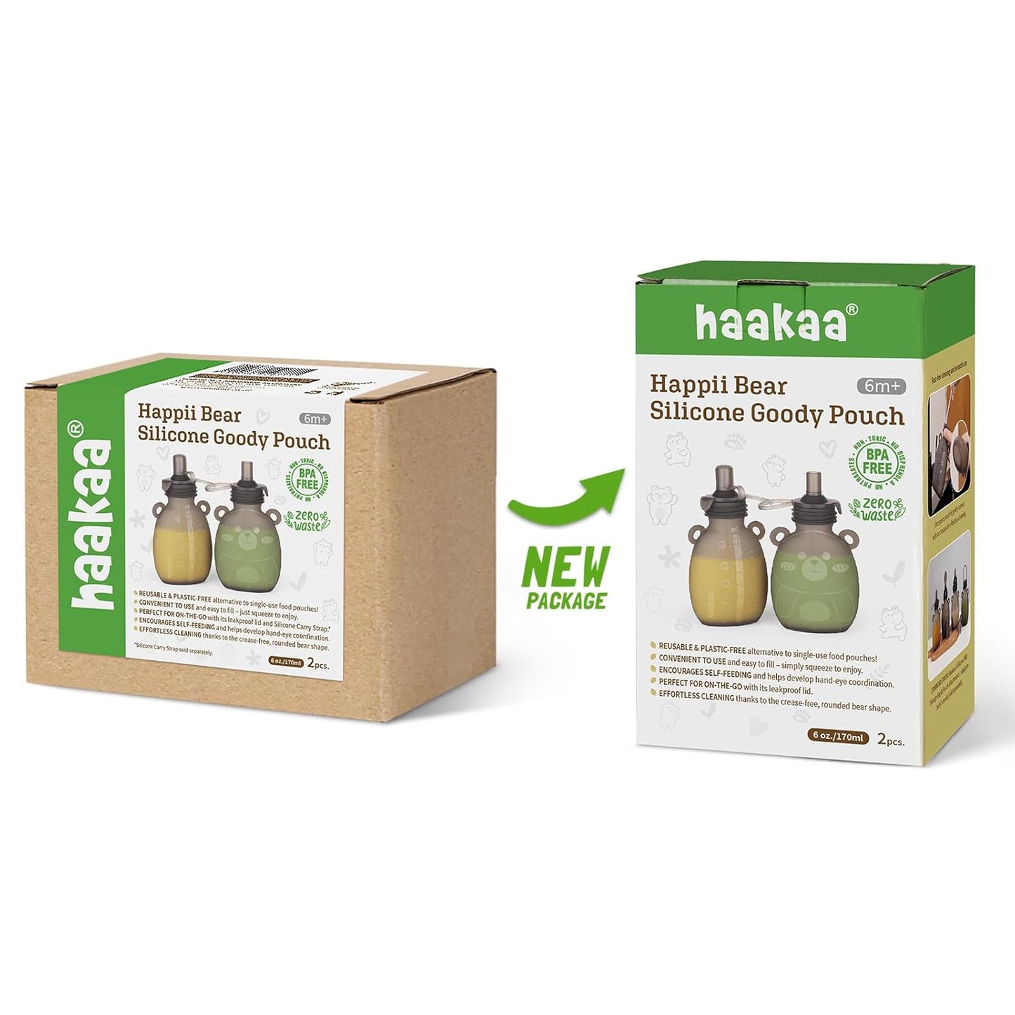 Haakaa Happii Bear Silicone Goody Pouch 170ml x 2