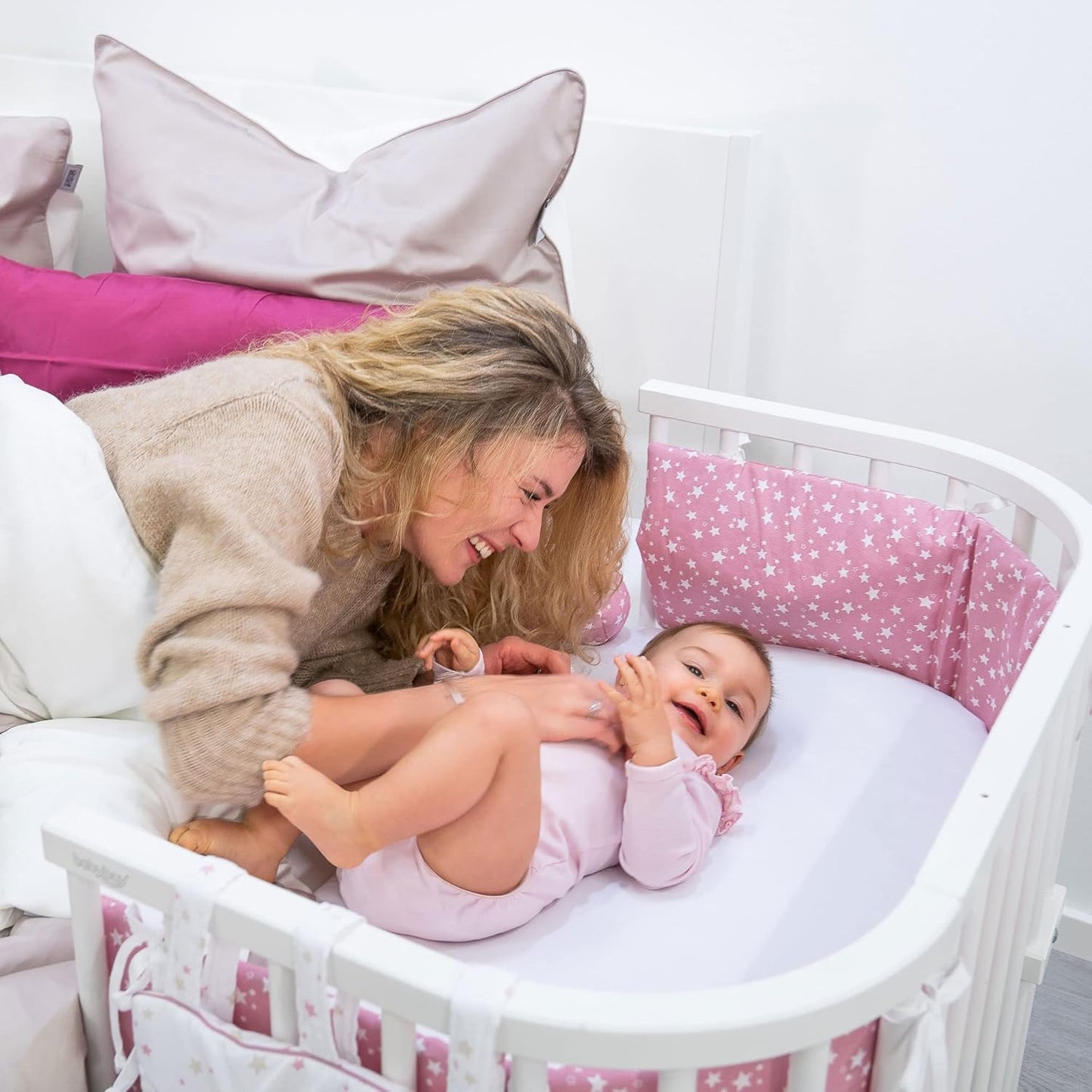 Babybay babynest Mesh-Piqué suitable for model Boxspring XXL, taupe stars white