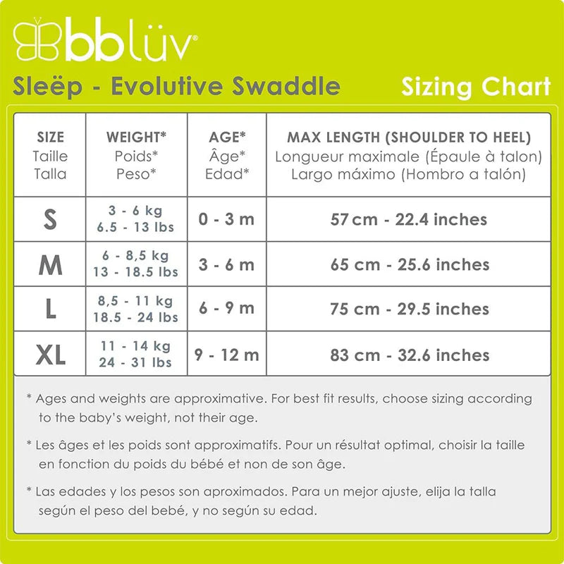 Bbluv Sleëp 3-in-1 Evolutive Swaddle with Removable Sleeves