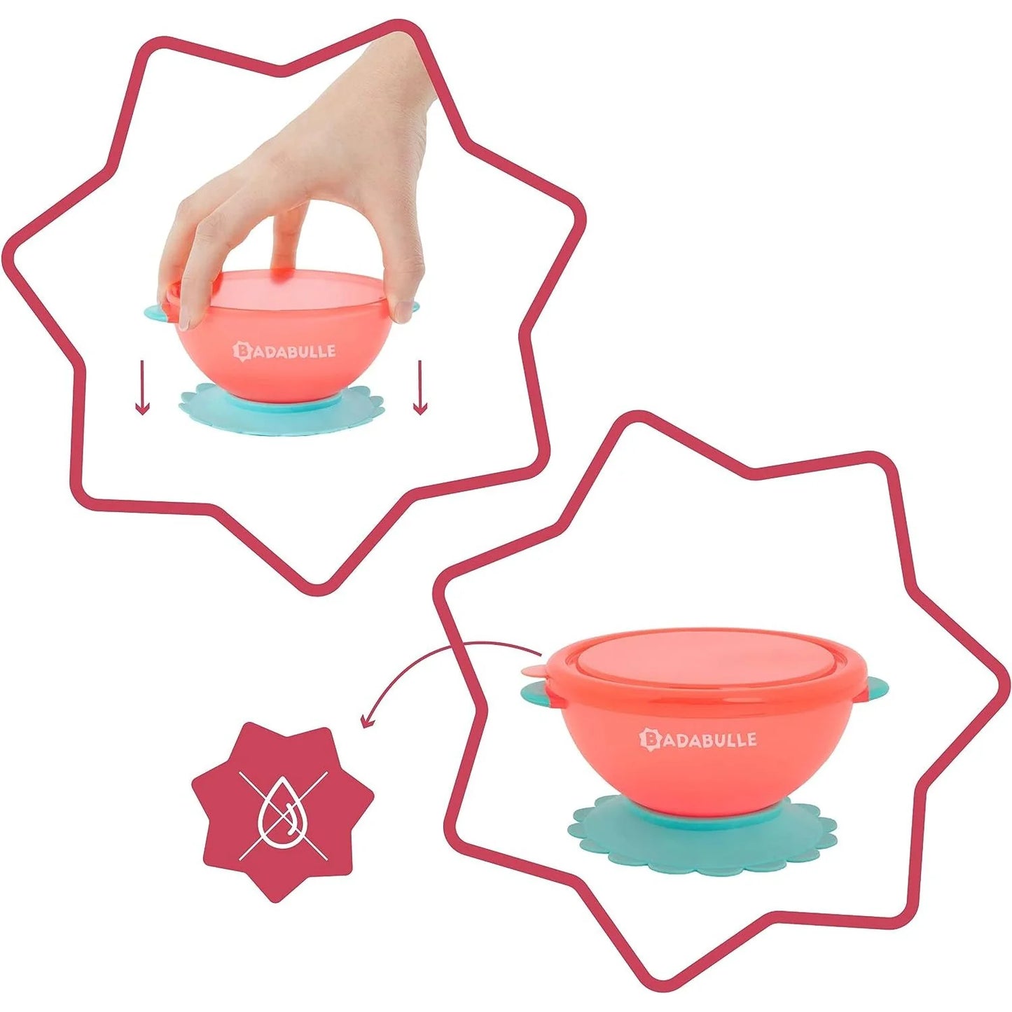 Badabulle Funcolors Bowls- set of x3 and lids