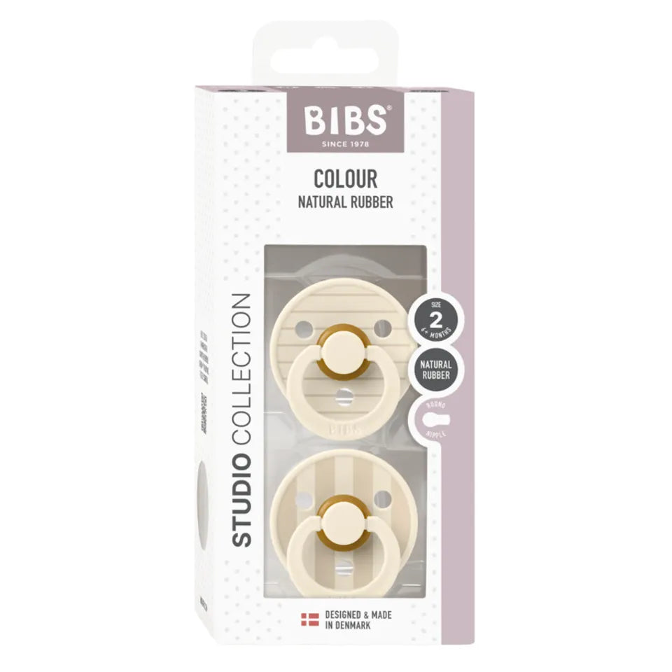 BIBS Studio Colour Pacifier 2 Pack Pin Latex - Ivory Vanilla Mix