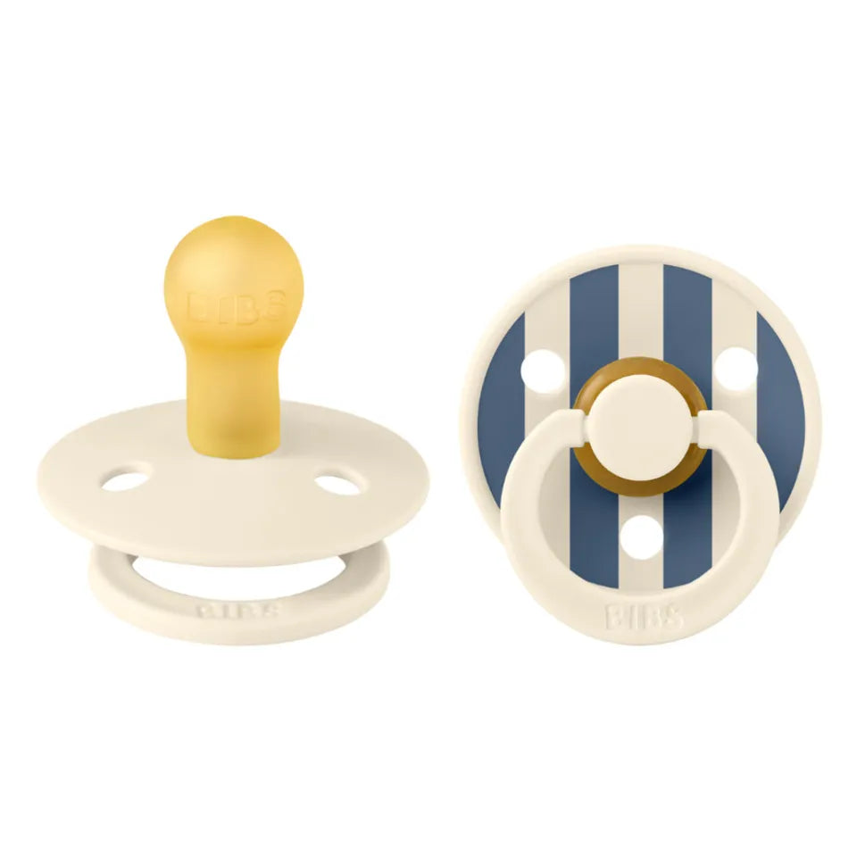 BIBS Studio Colour Pacifier 2 Pack Pin Latex - Ivory Steel Blue Mix