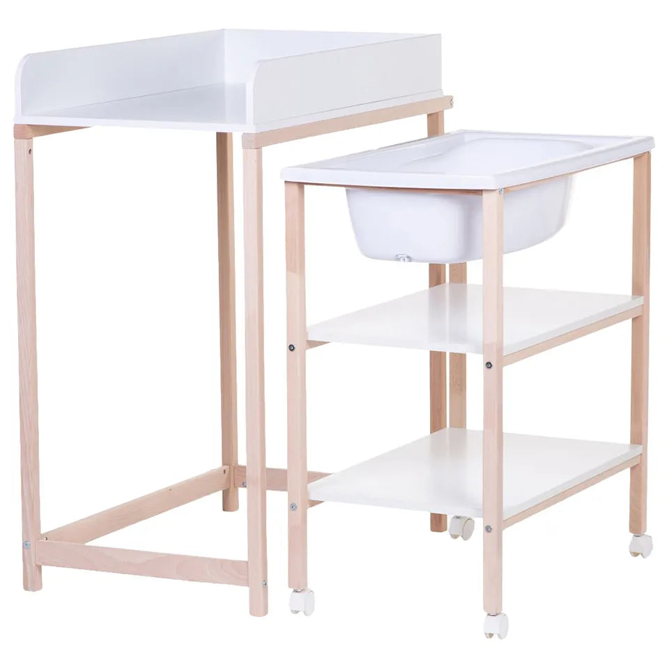 Childhome Changing Table + Bath + Wheels (Box 1 2) White