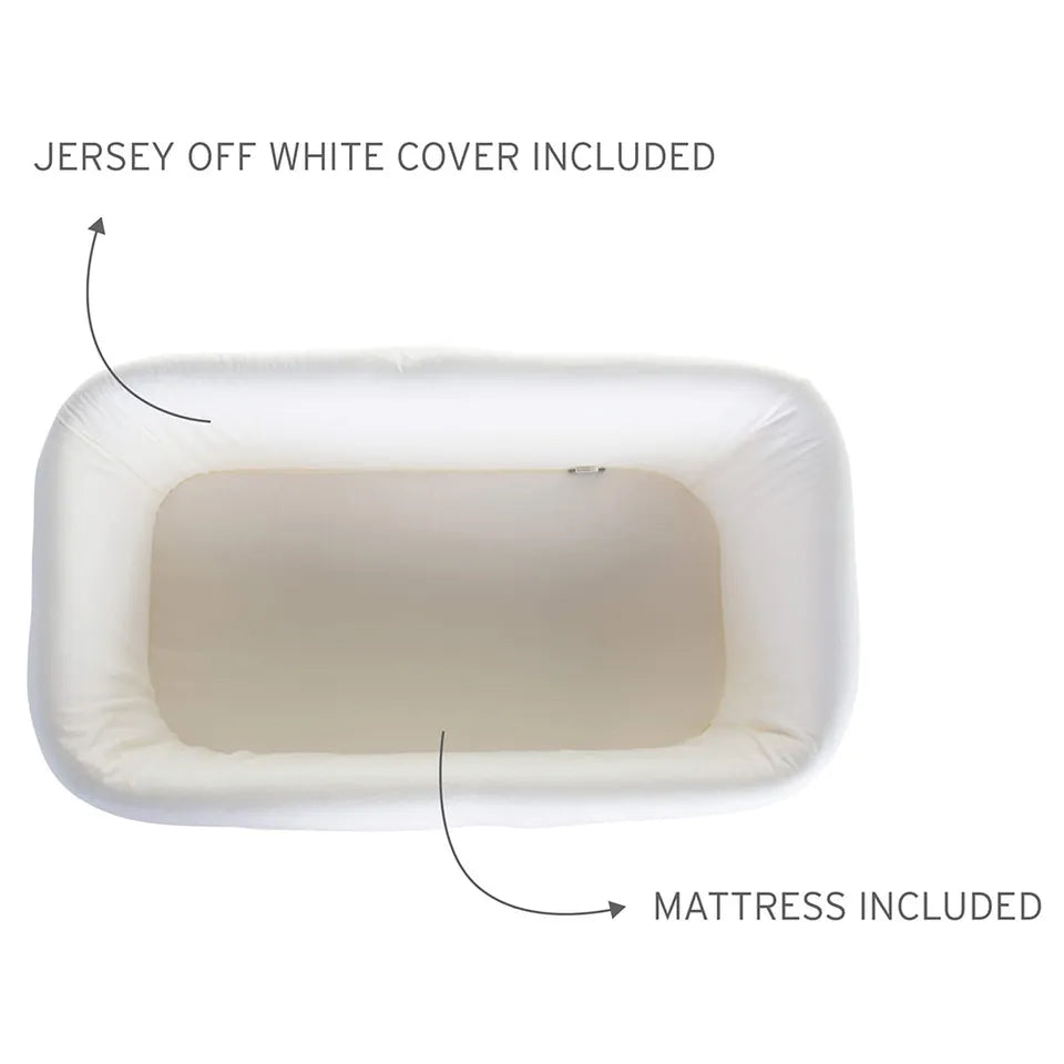 Childhome Rattan Cradle 80x40 + Mattress + Cover Off White Brown