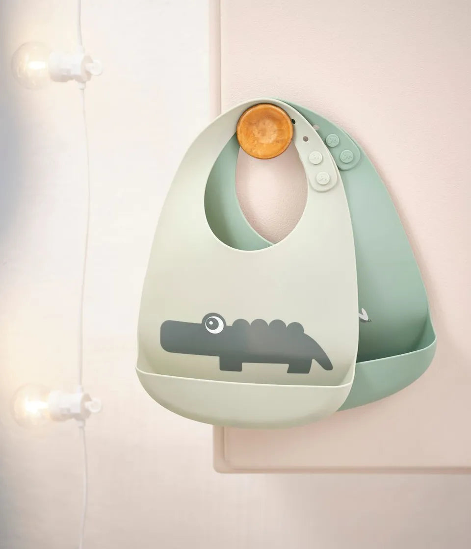 Done By Deer Silicone Bib 2-Pack Croco Green