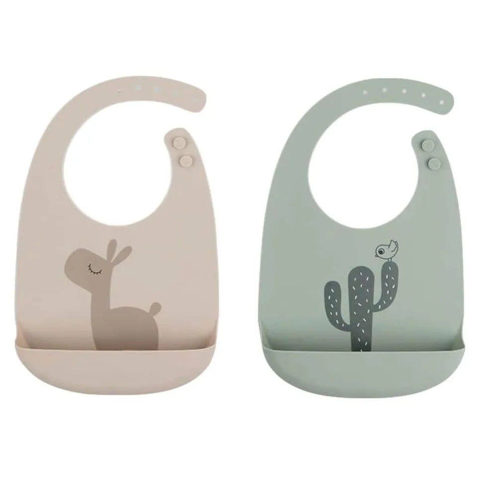 Done By Deer Silicone Bib 2-Pack Lalee Sand/Green