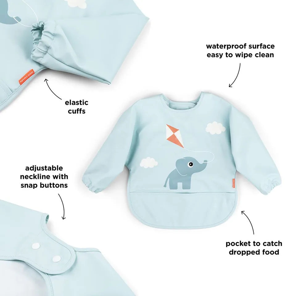 Done By Deer Sleeved Pocket Bib Playground Blue