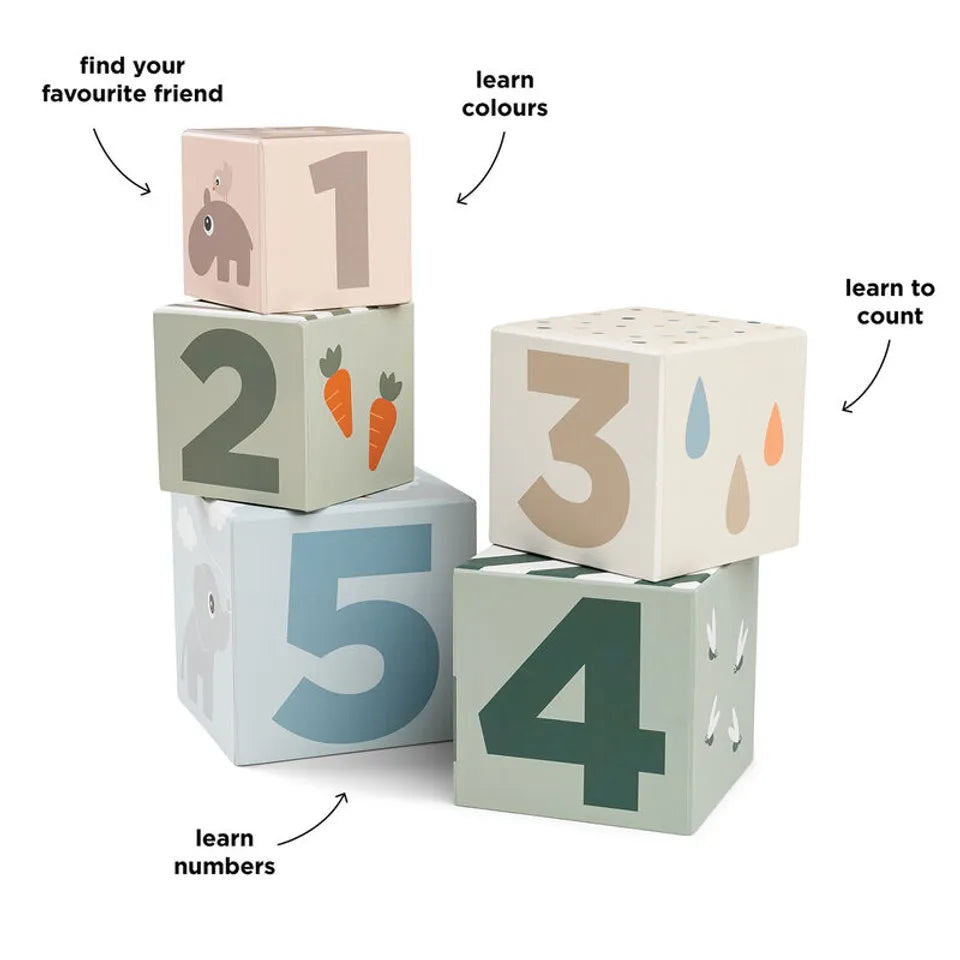 Done By Deer Stacking Cubes 5 Pcs Deer Friends Colour Mix