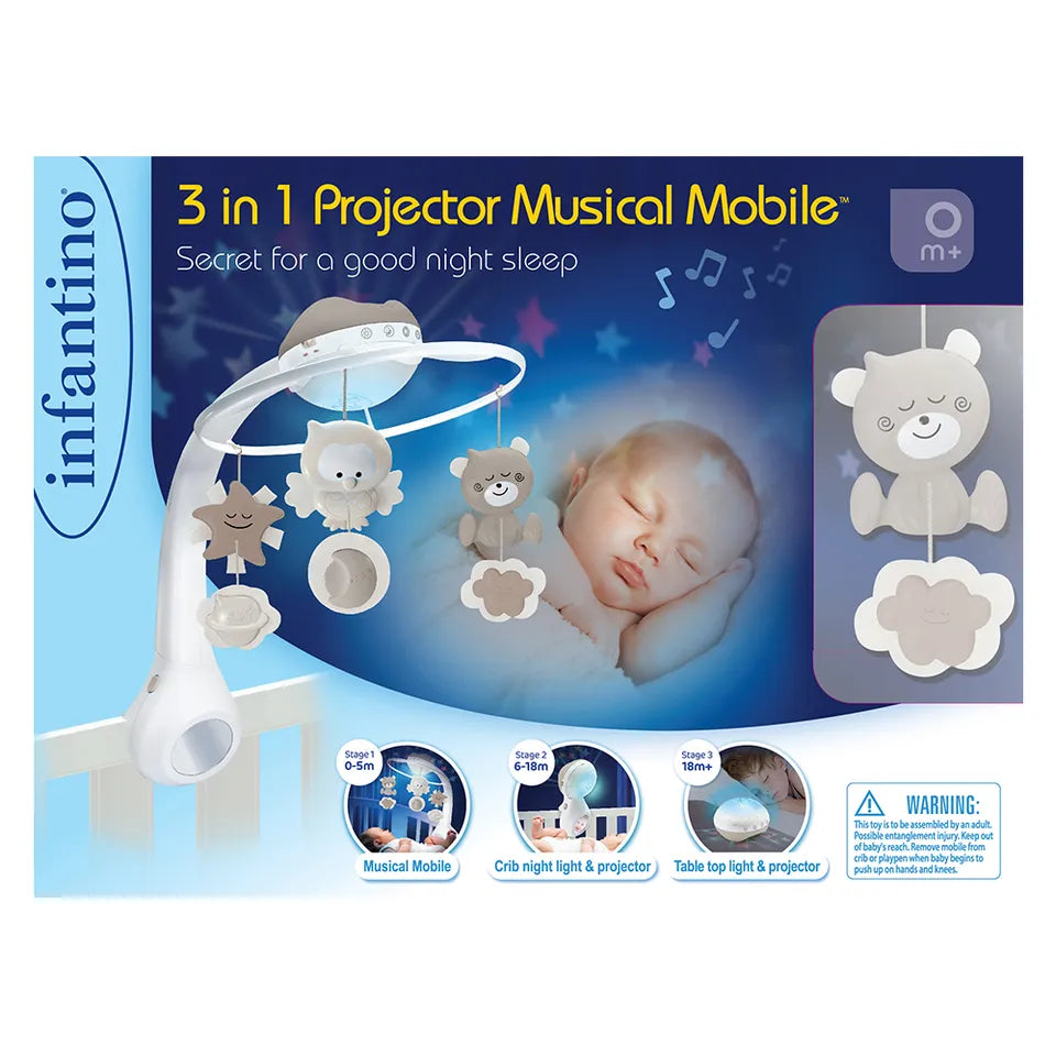 Infantino 3 In 1 Projector Musical Mobile Ecru | 0M+