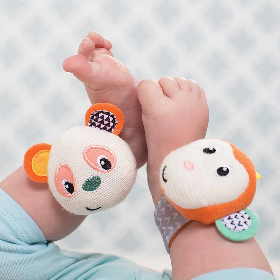 Infantino Wrist Rattles - Monkey/Panda | 0M+