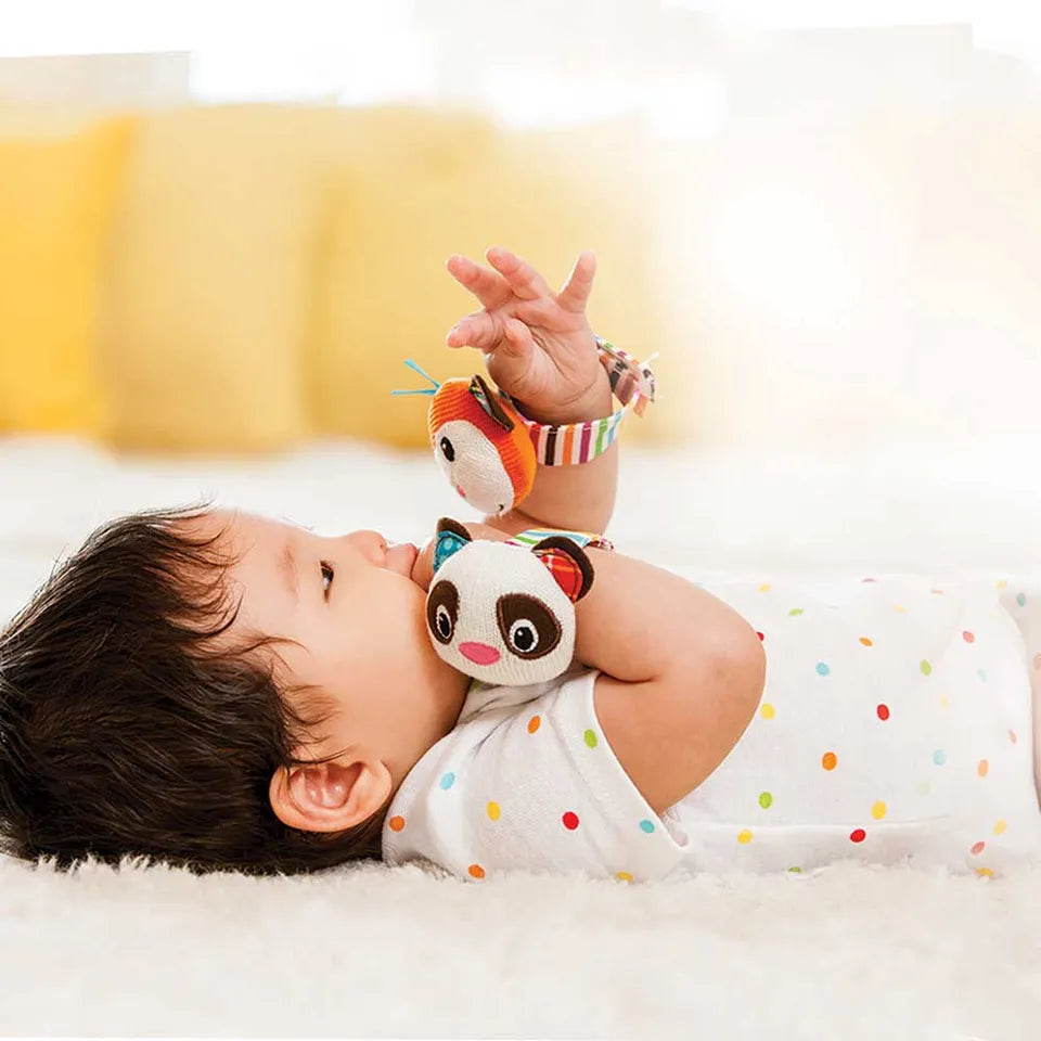 Infantino Wrist Rattles - Monkey/Panda | 0M+