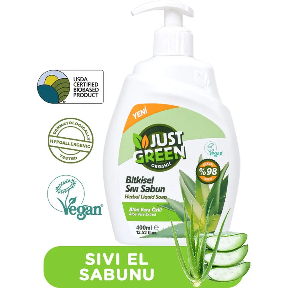 Just Green Organic Herbal Liquid Hand Soap 400 ML - Aloe Vera