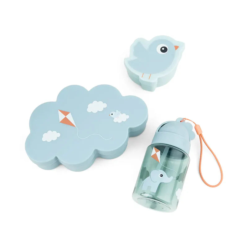 Done By Deer Lunch & Snack Box W/Straw Bottle Playground Blue