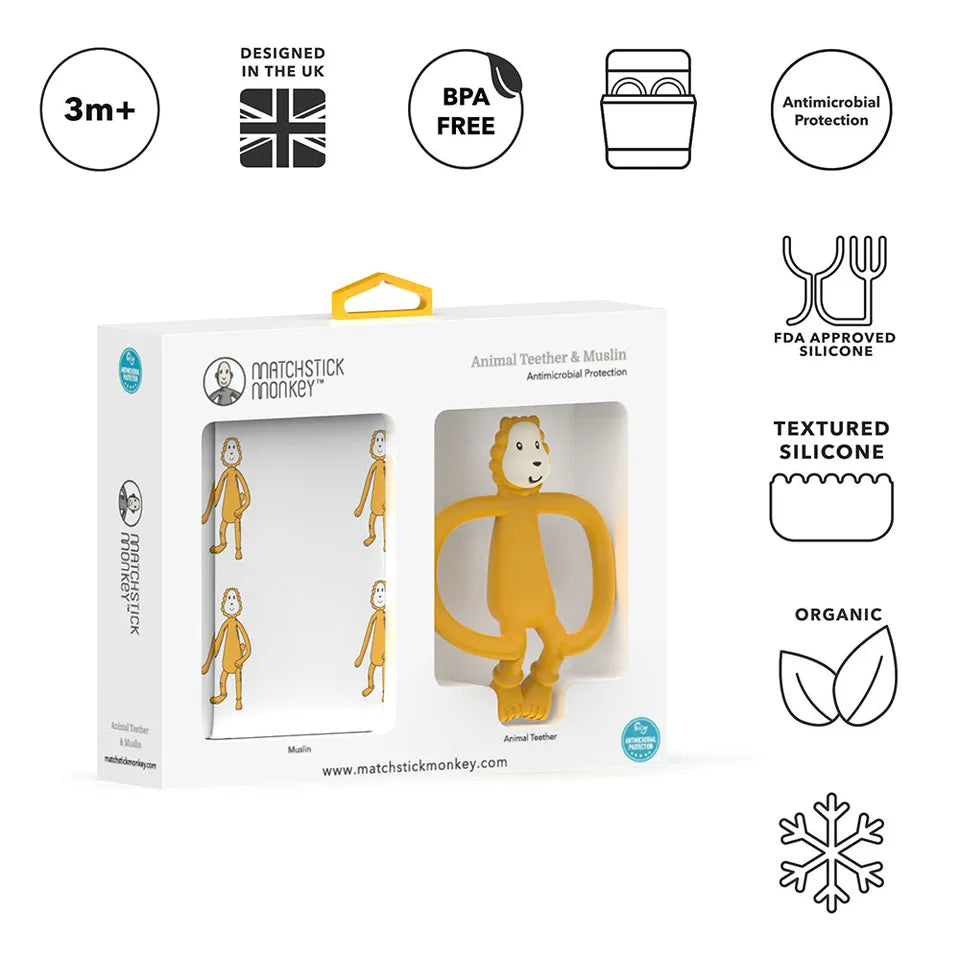 Matchstick Monkey Animal Teether & Muslin Gift Set