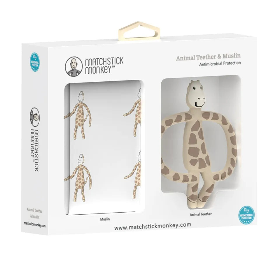 Matchstick Monkey Animal Teether & Muslin Gift Set