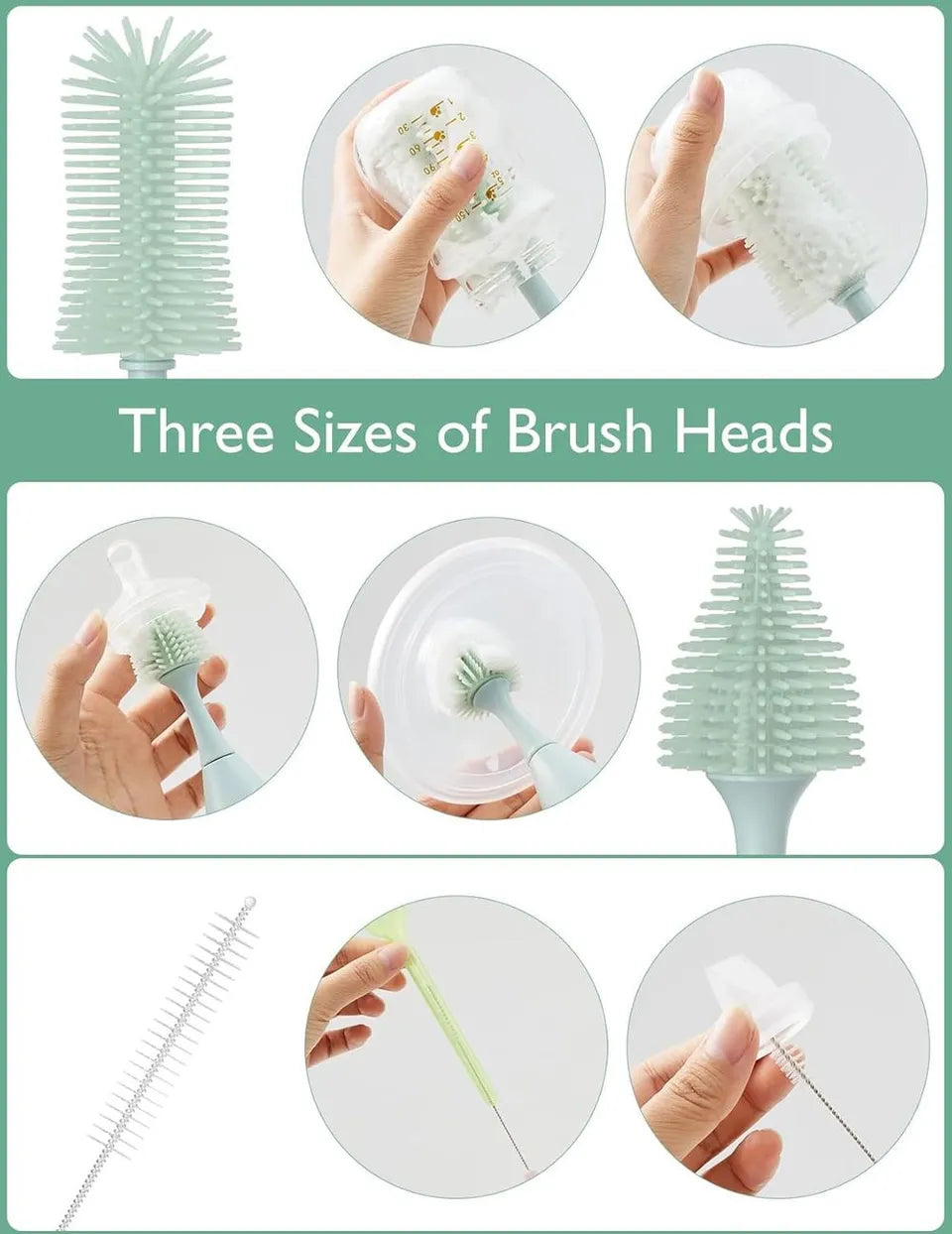 Momcozy Push-Press Design Bottle Brush Kit-Classic Style - Green