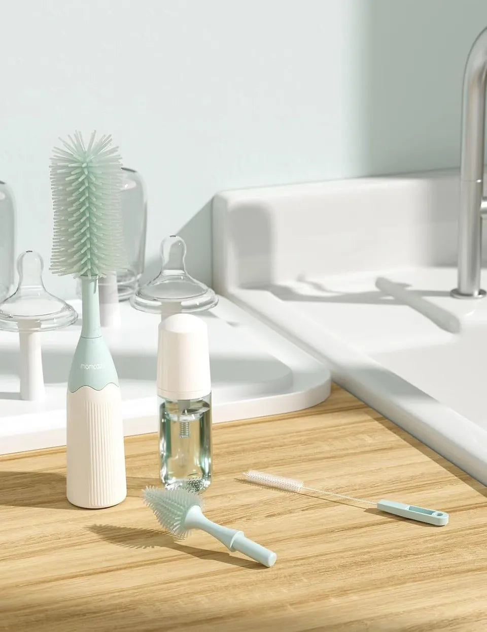Momcozy Push-Press Design Bottle Brush Kit-Classic Style - Green