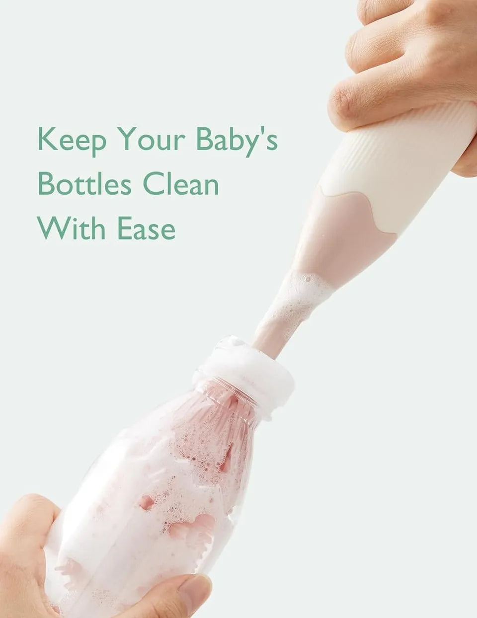 Momcozy Push-Press Design Bottle Brush Kit-Press Bubble Style - Pink