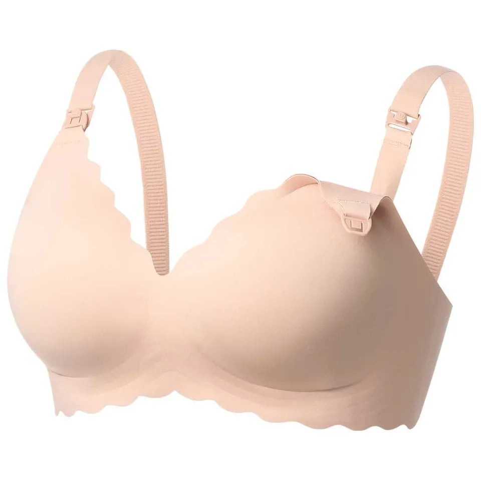 Momcozy Seamless Support Floral Nursing Bra - Oyster Pink