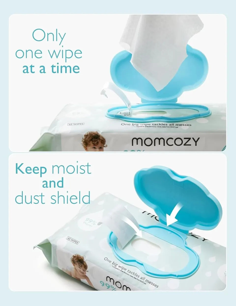 Momcozy Water Wipes-Extra Large Size Design - 60's (1pack))