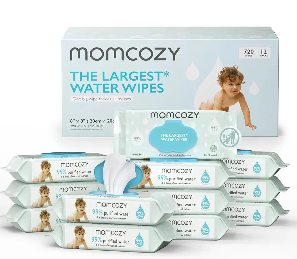 Momcozy Water Wipes-Extra Large Size Design - 720 Count (12 packs)