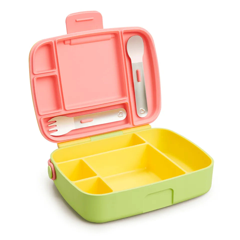 Munchkin Lunch Bento Box with Stainless Steel Utensils - Yellow