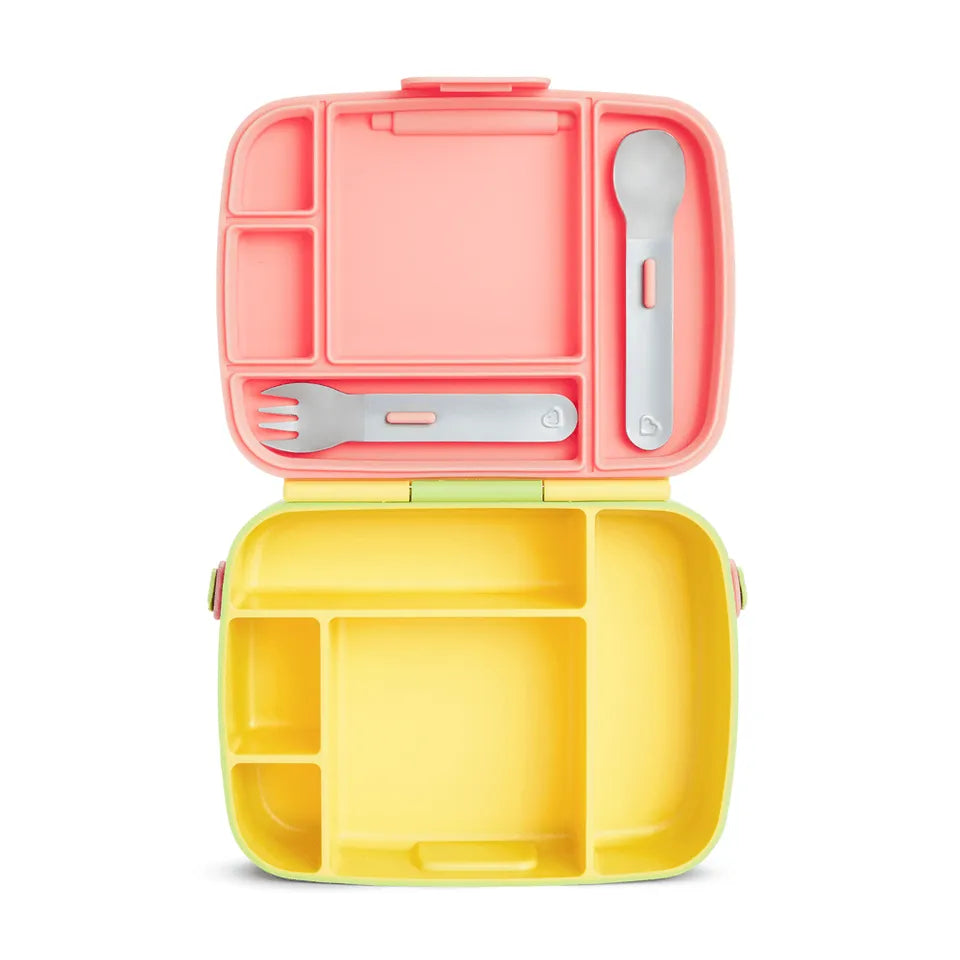 Munchkin Lunch Bento Box with Stainless Steel Utensils - Yellow