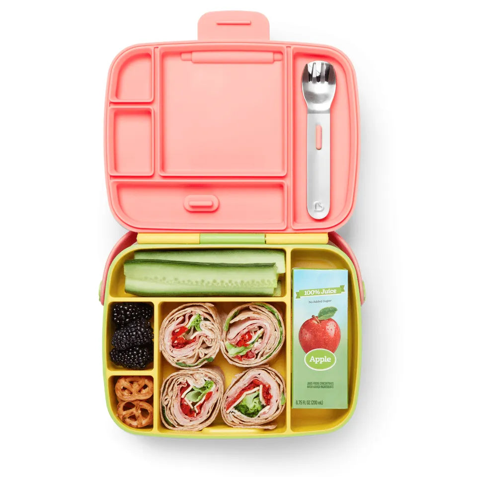 Munchkin Lunch Bento Box with Stainless Steel Utensils - Yellow