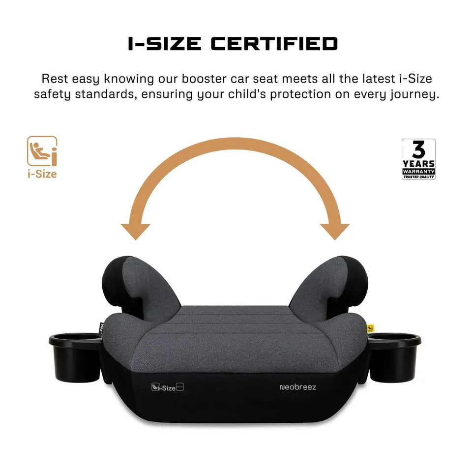 Neobreez i-Fira i-Size Backless Booster Seat W/ 2 Cup Holders - Grey/Black