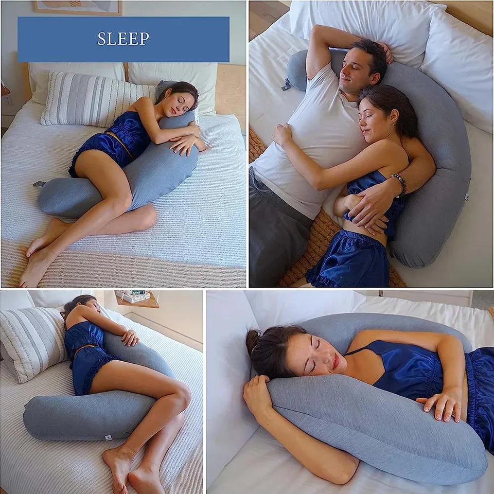 PharMedoc Cooling Crescent Full Body Pillow - Dark Grey Cooling Fabric