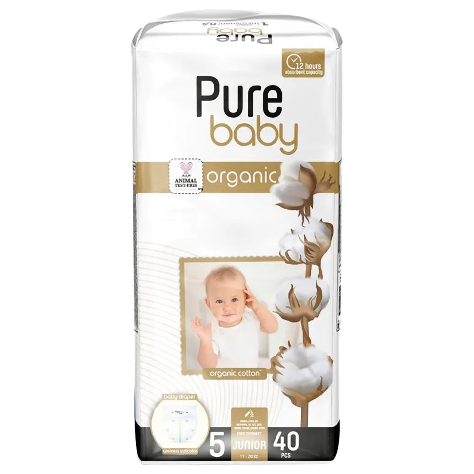 PURE BABY - ECO Diapers Size 5, Junior, 40 pieces (11-25kg)