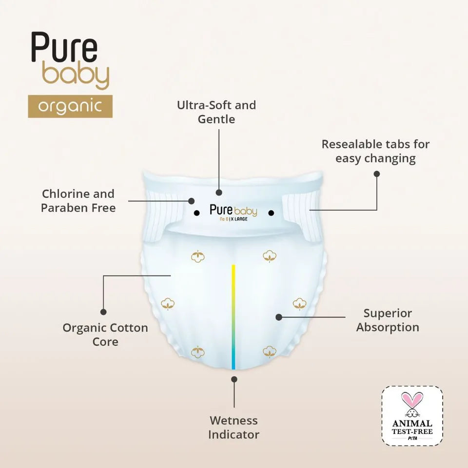 PURE BABY - ECO Diapers Size 3, Midi, 56 pieces (4-9kg)