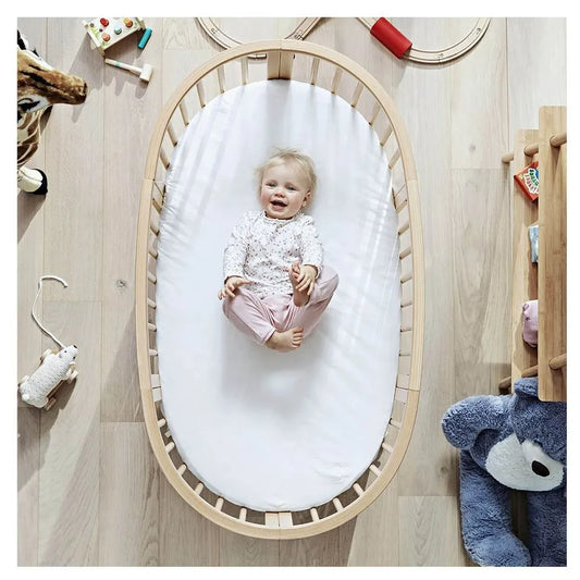 Stokke Sleepi Bed Natural & Mattress & Sheet White Bundle