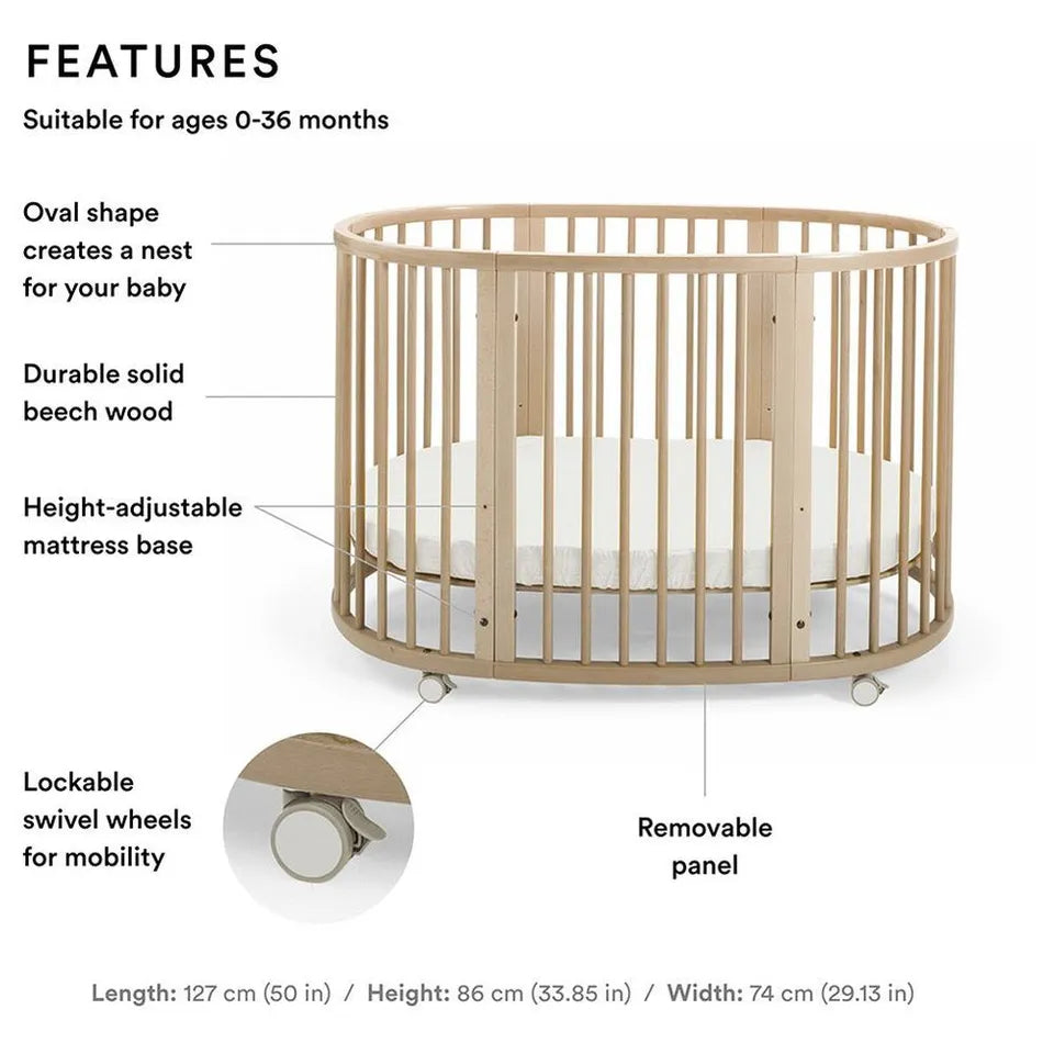Stokke Sleepi Bed Natural & Mattress & Sheet White Bundle