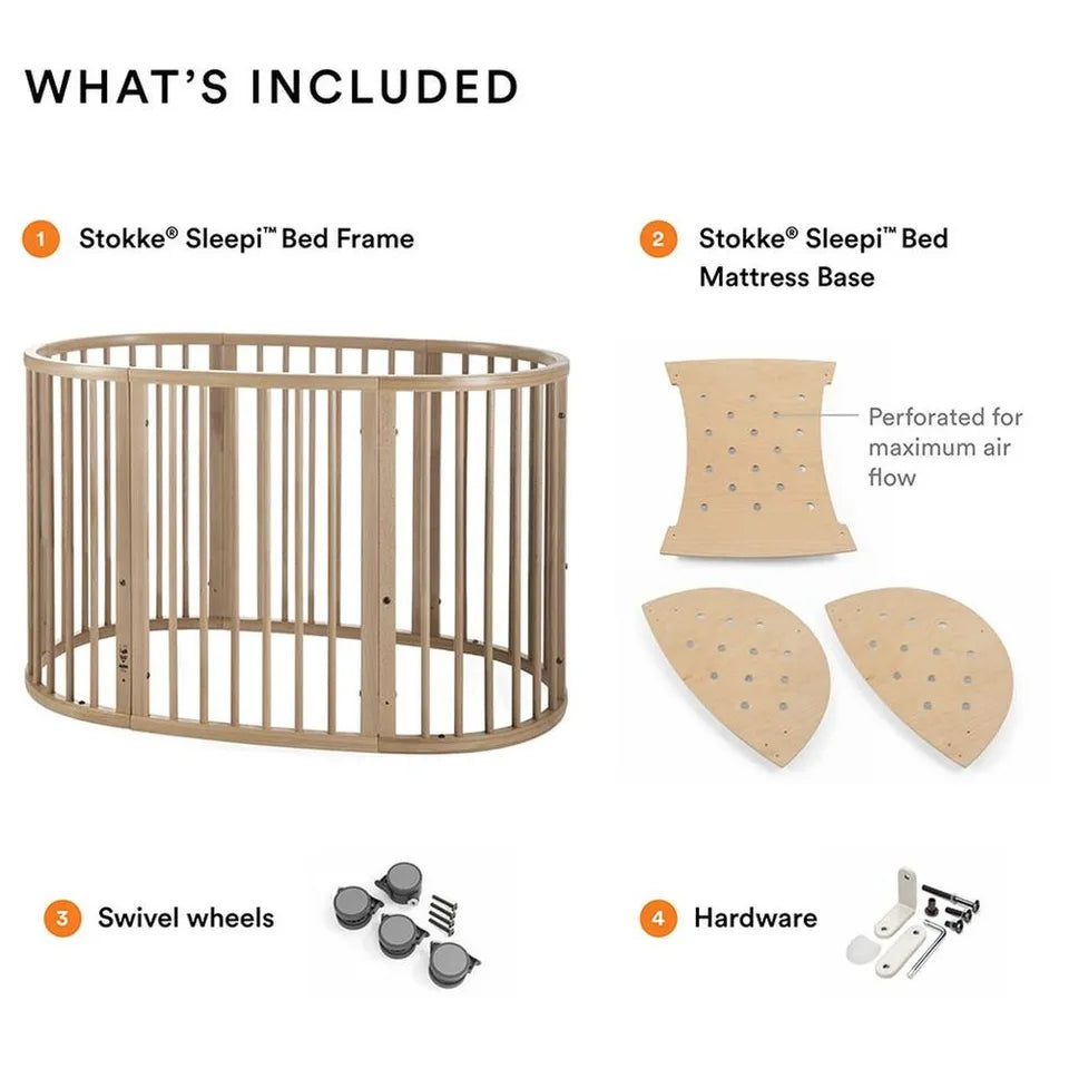 Stokke Sleepi Bed Natural & Mattress & Sheet White Bundle