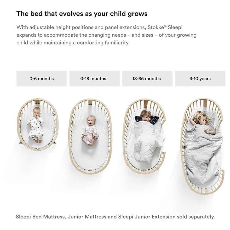 Stokke Sleepi Bed Natural & Mattress & Sheet White Bundle