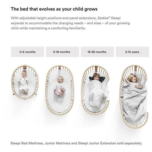 Stokke Sleepi Bed Natural & Mattress & Sheet White Bundle