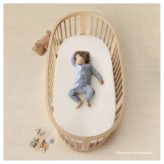 Stokke Sleepi Bed Natural & Mattress & Sheet White Bundle