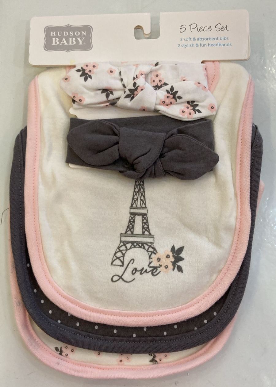 Hudson Baby Infant Girl Set Headbands & Bibs